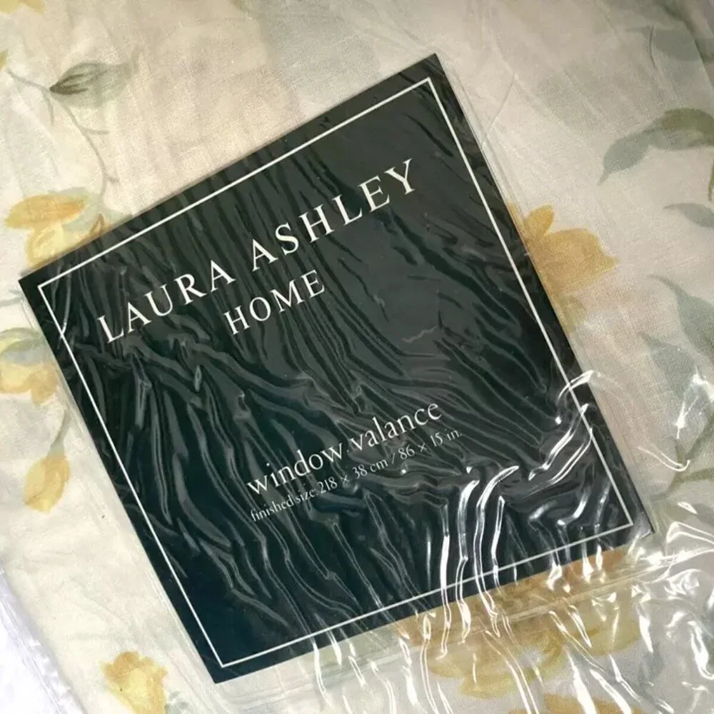 Laura Ashley NOS New Eva Floral Valance Short Curtain Vintage 90s Gold Ivory